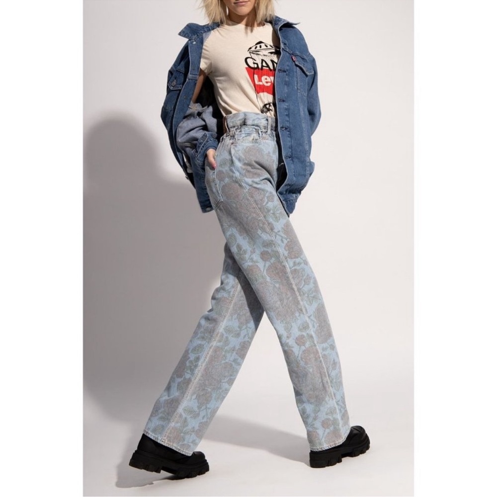 Ganni x Levi Women’s Jeans 28W x 29L Gathered floral print high rise jeans